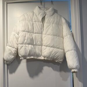 bp White Quilted Puffer Jacket